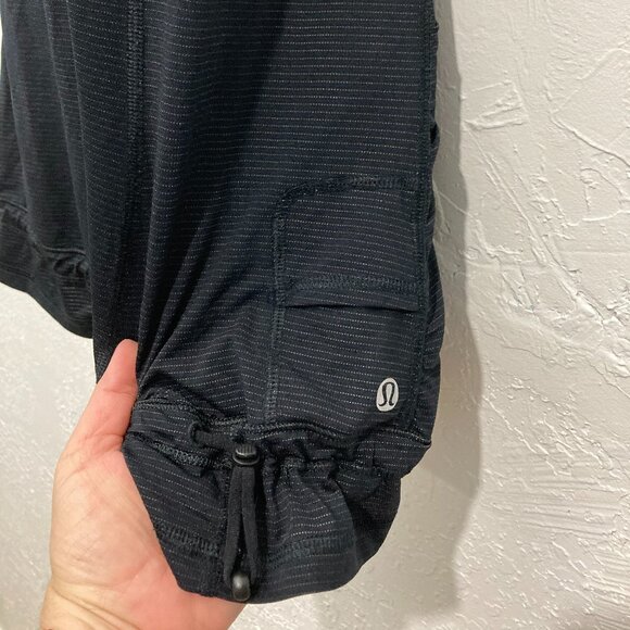Lululemon Tank Top Women's Run Energy Racerback Black Cinch Waist Striped Size 6 - Picture 10 of 12